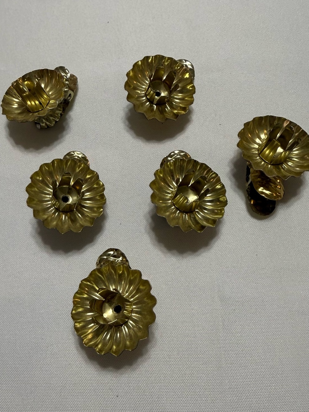 Vintage Gold-Toned Christmas Tree Candle Holders
